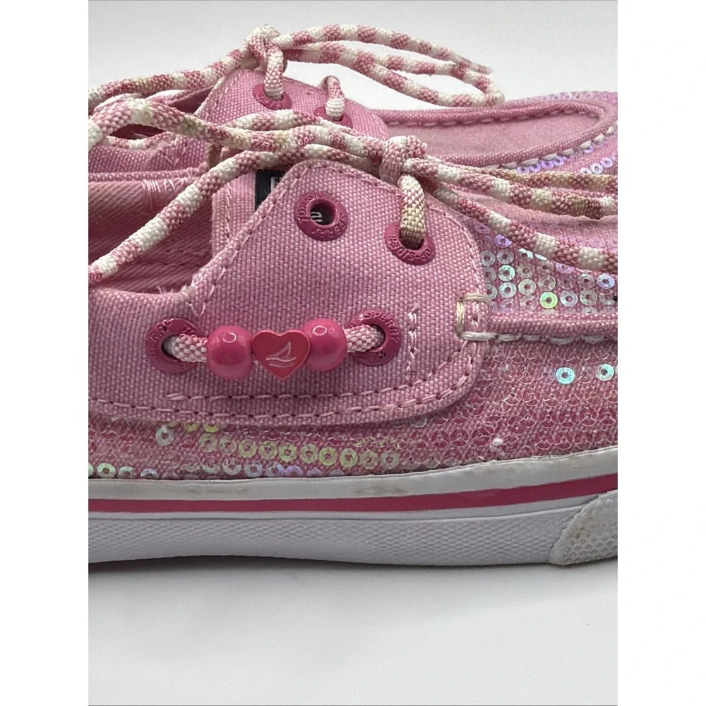 Sperry‎ Girls 13.5  Bahama Pink Sequin Boat Shoes Sparkle Lace Up Casual Flats